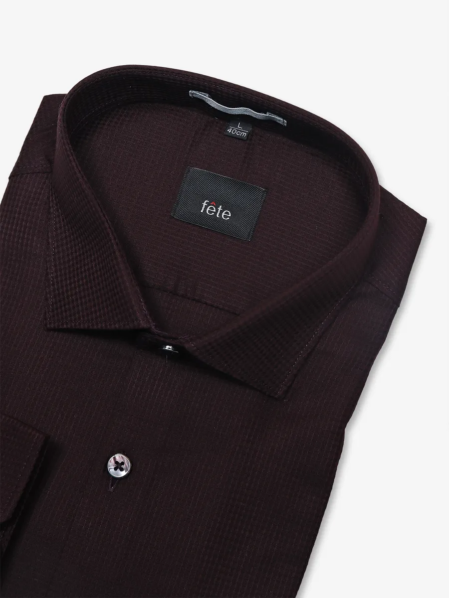 FETE wine cotton plain formal shirt