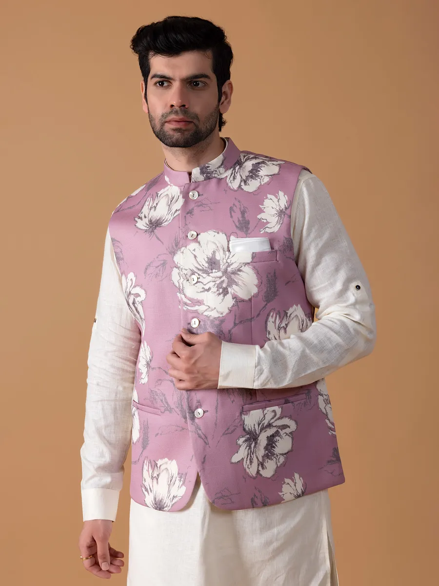 Floral printed pink waistcoat