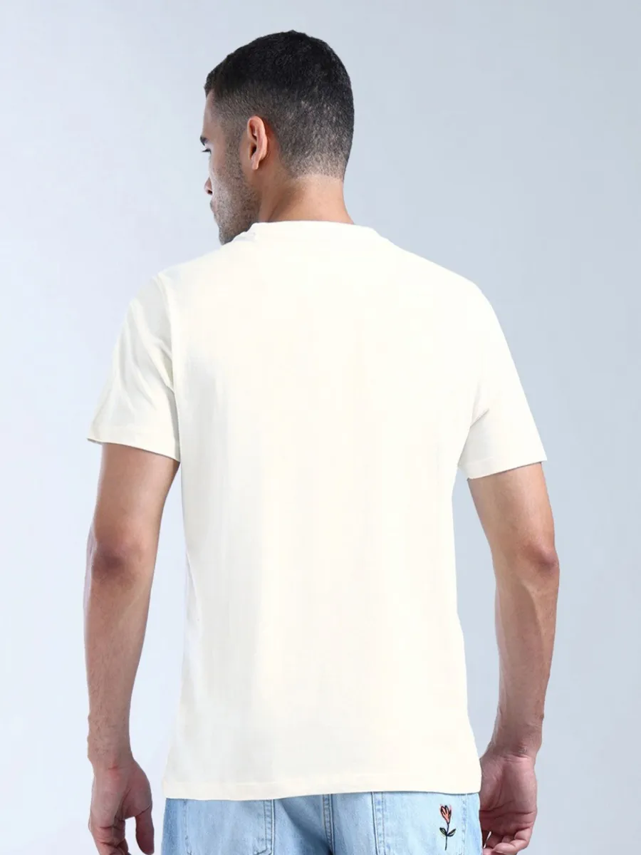 FLYING MACHINE beige printed slim fit t-shirt for men