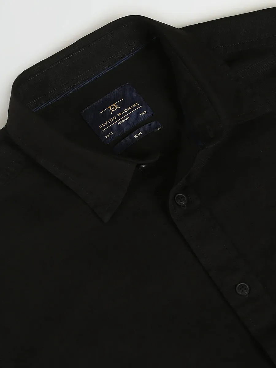 Flying Machine black plain shirt