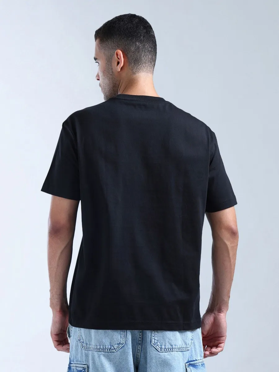 FLYING MACHINE black slim fit printed cotton t-shirt