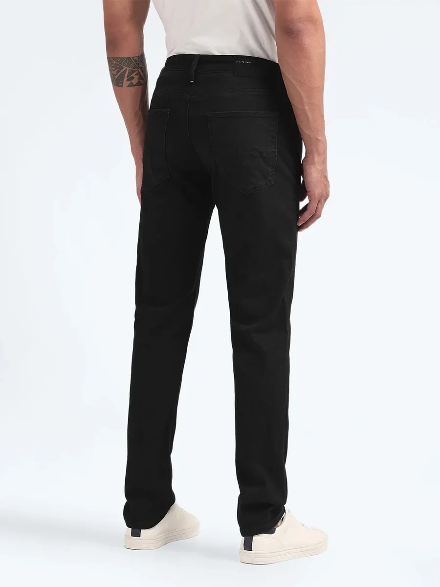 FLYING MACHINE black solid slim fit jeans