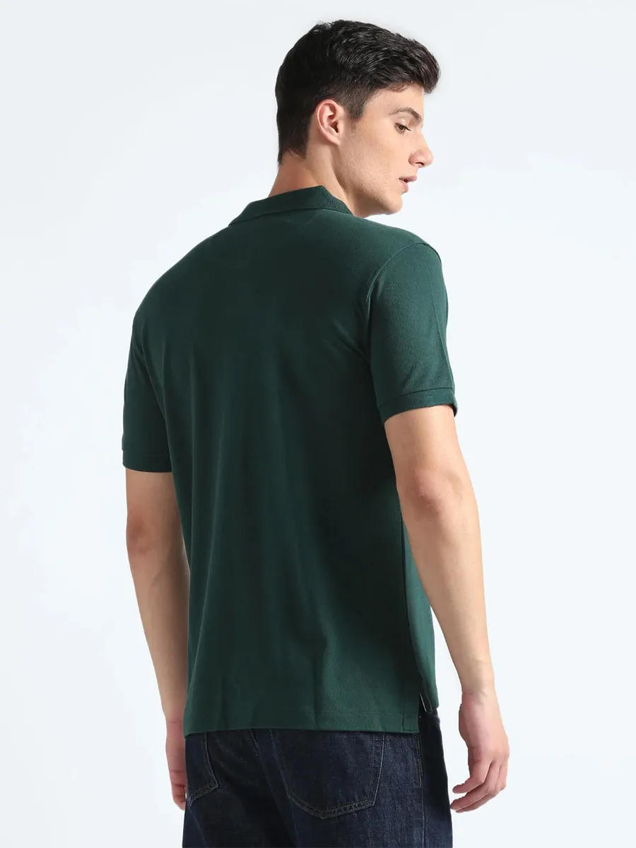 Flying Machine dark green plain t shirt