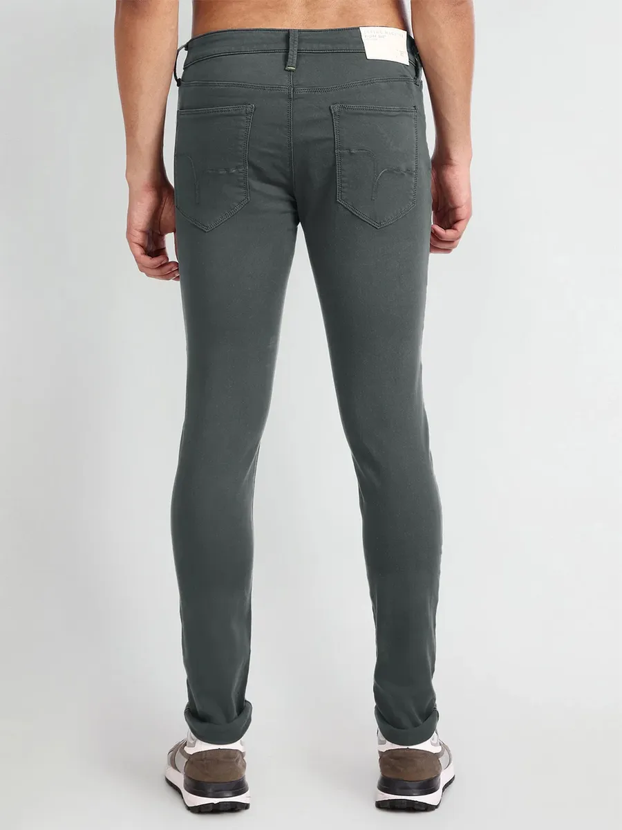 Flying Machine grey solid super skinny fit jeans