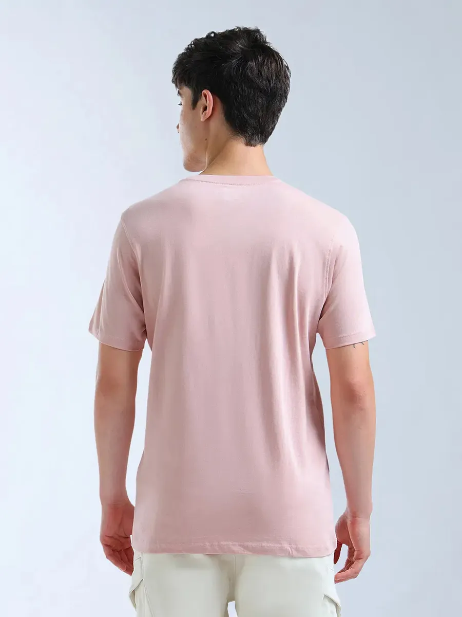 FLYING MACHINE pink printed slim fit t-shirt