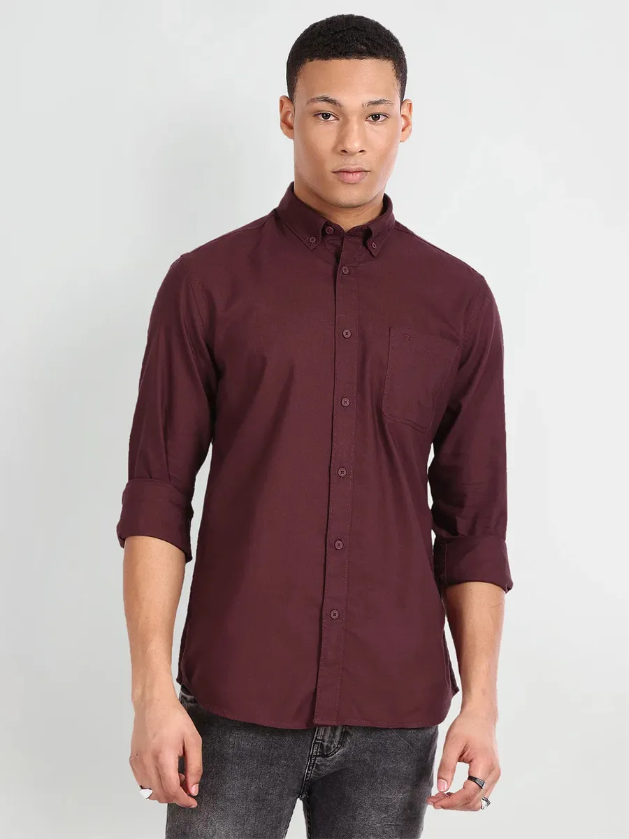 Flying Machine plain maroon shirt