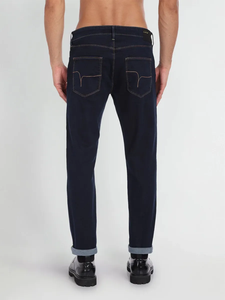 Flying Machine solid navy jeans