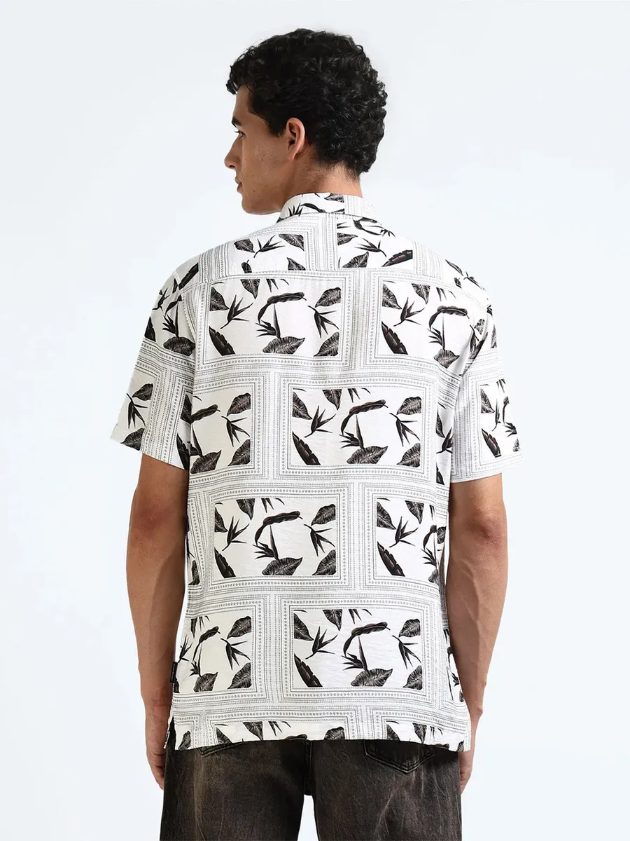 FLYING MACHINE white and black printed shirt