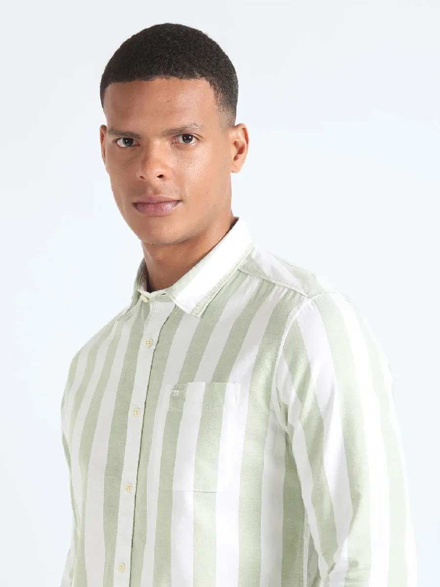 Flying Machine white and green stripe shirt