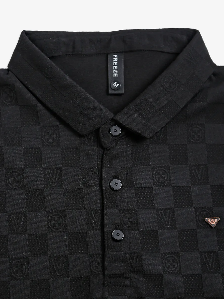 Freeze black checks polo t-shirt