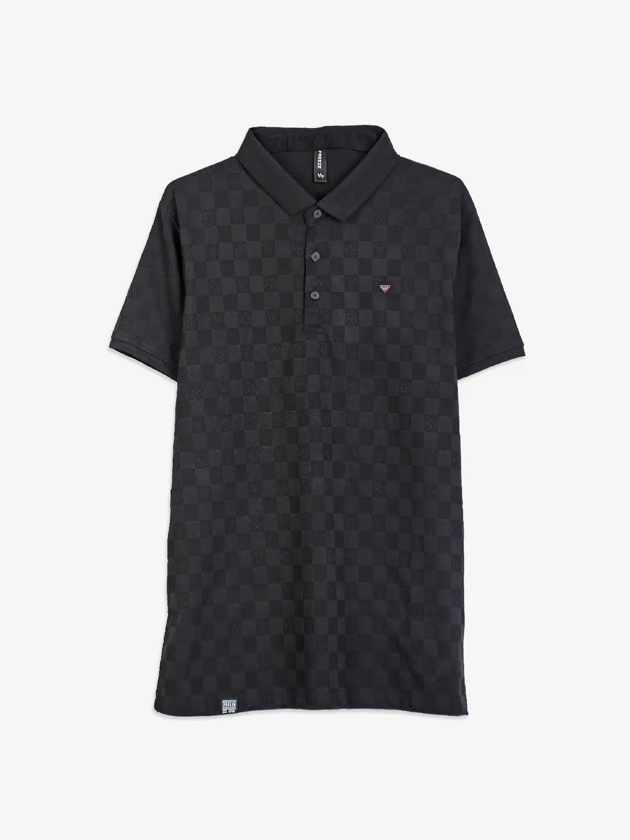 Freeze black checks polo t-shirt