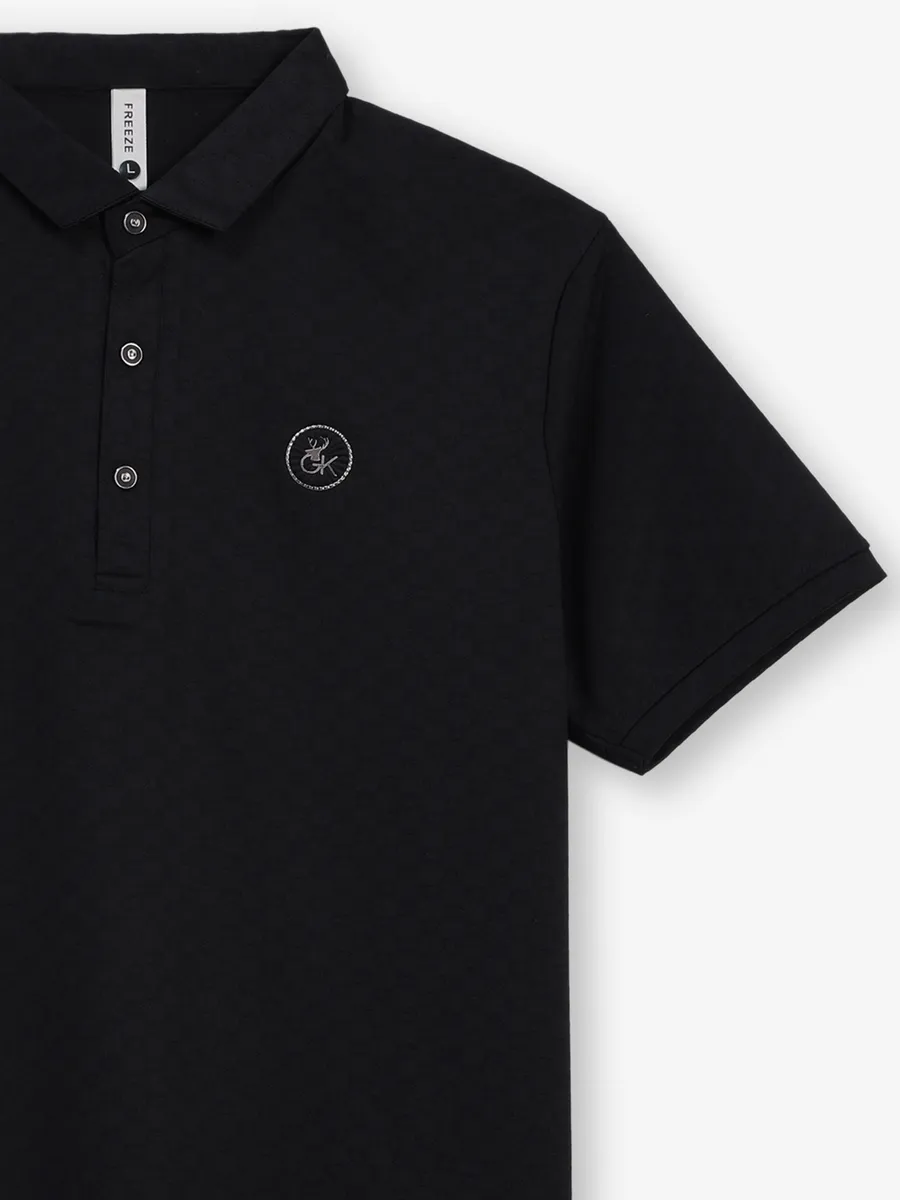 FREEZE black cotton slim fit polo t-shirt
