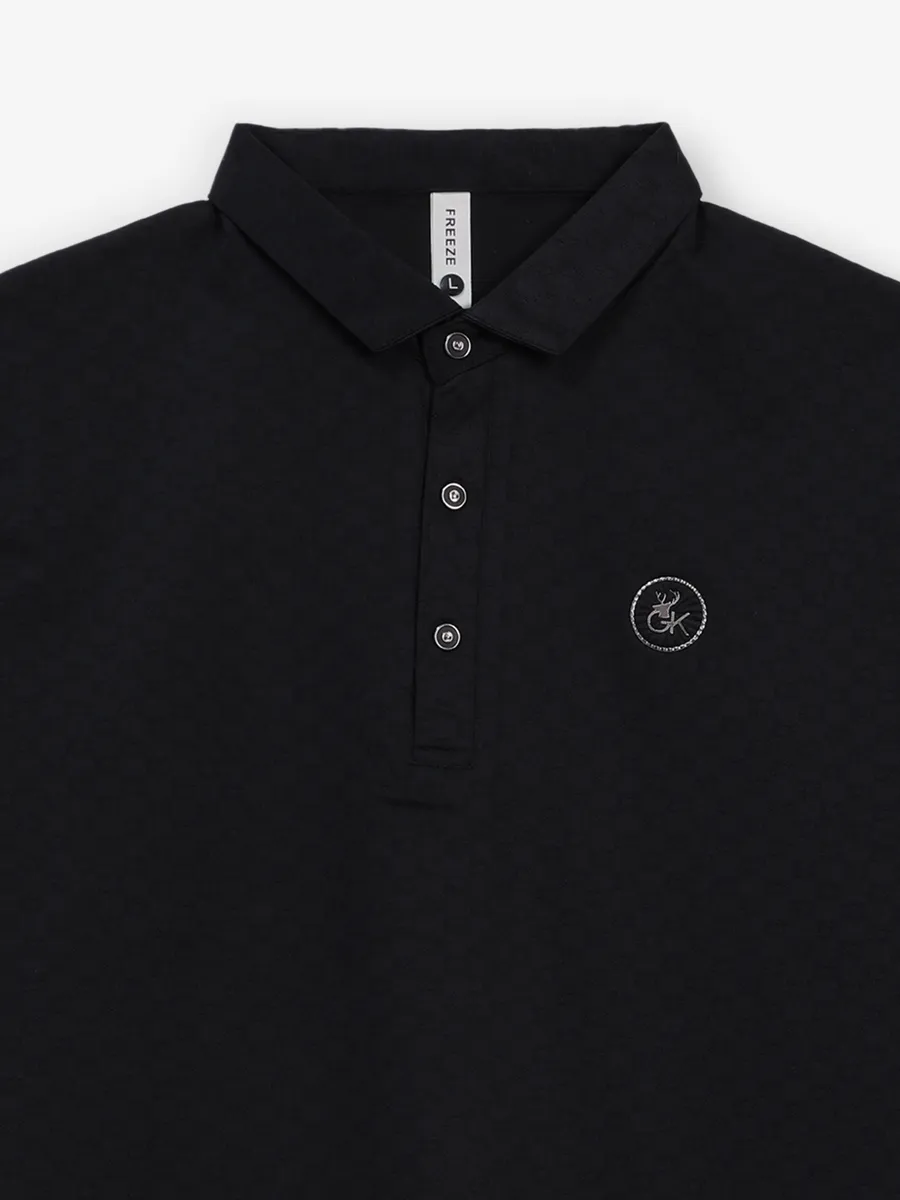 FREEZE black cotton slim fit polo t-shirt