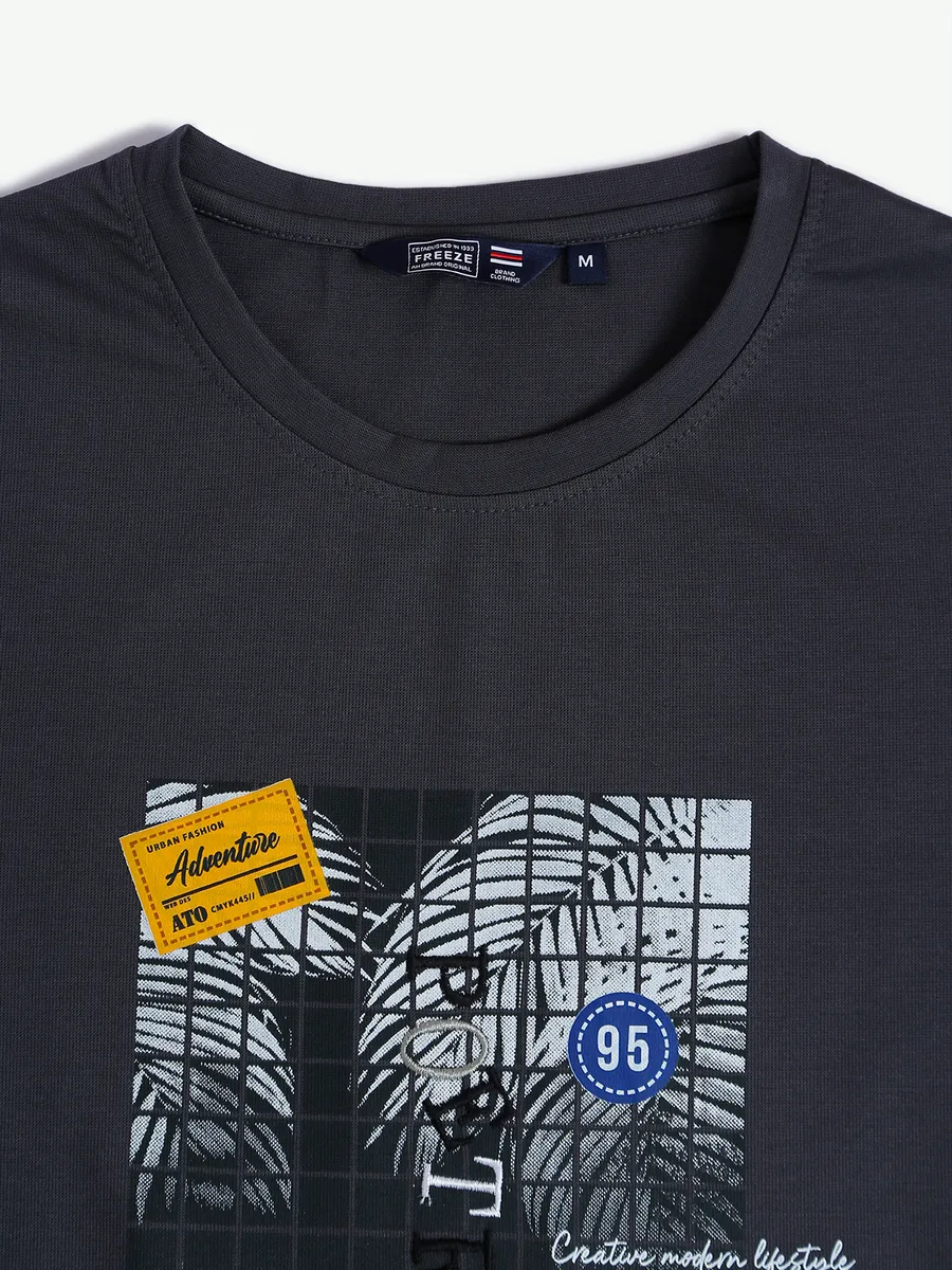 Freeze black cotton t shirt in printed-G3-MTS16678