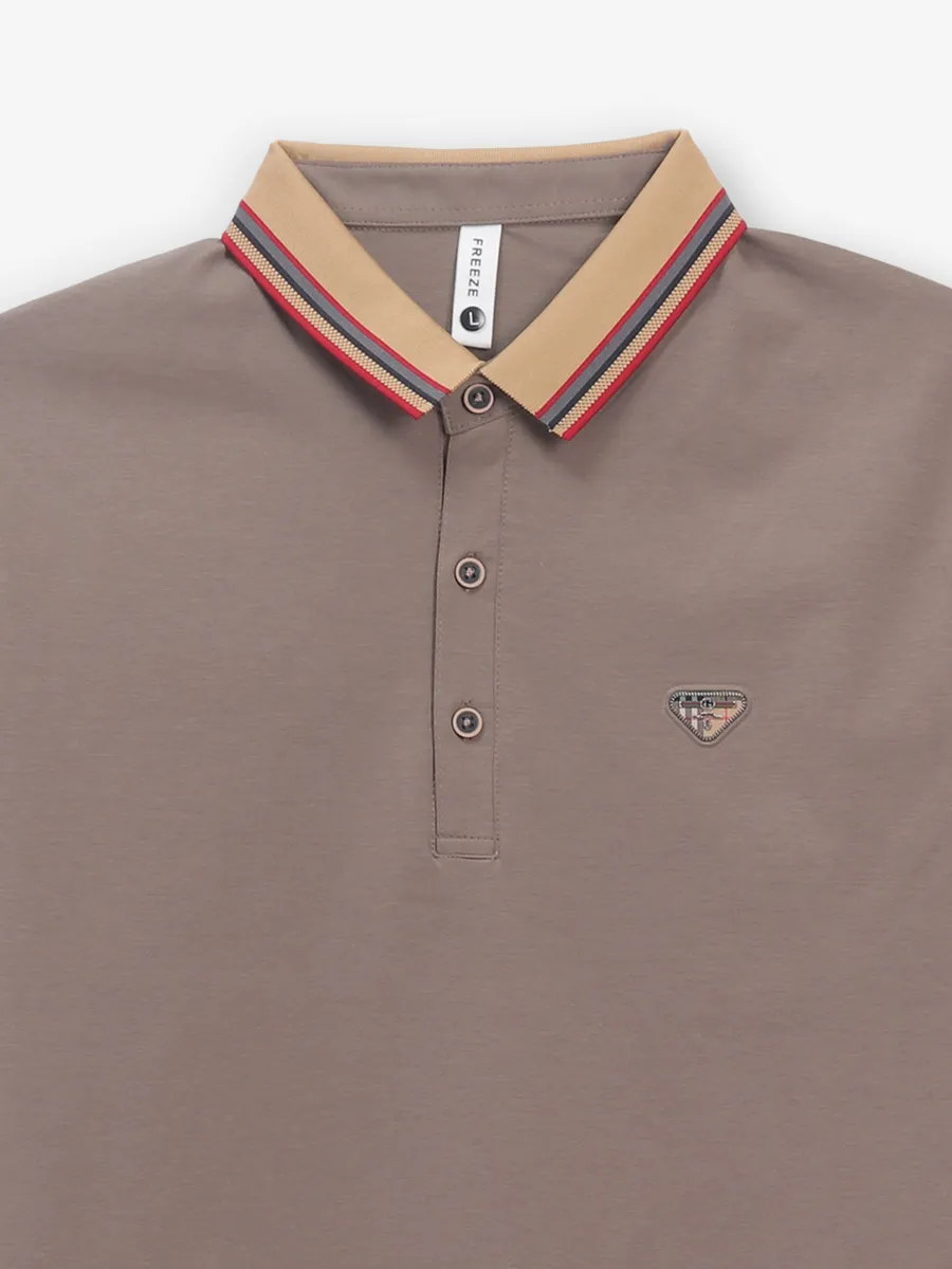 FREEZE brown cotton slim fit t-shirt