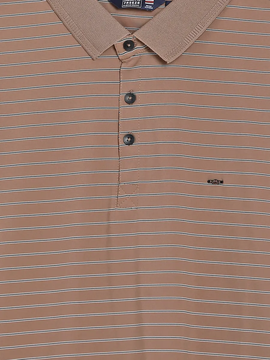 Freeze cotton brown stripe t shirt