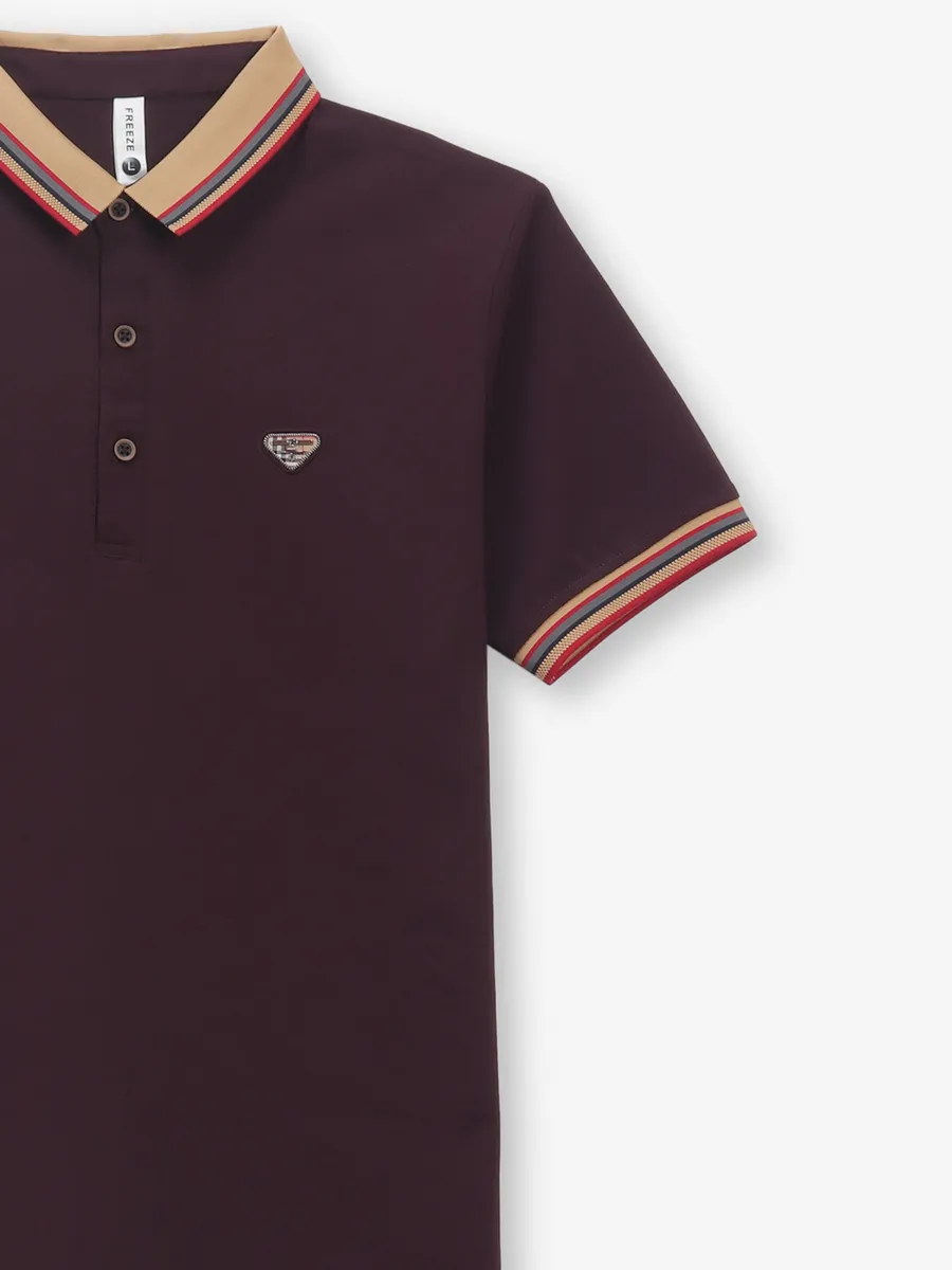 FREEZE cotton maroon casual slim fit t-shirt
