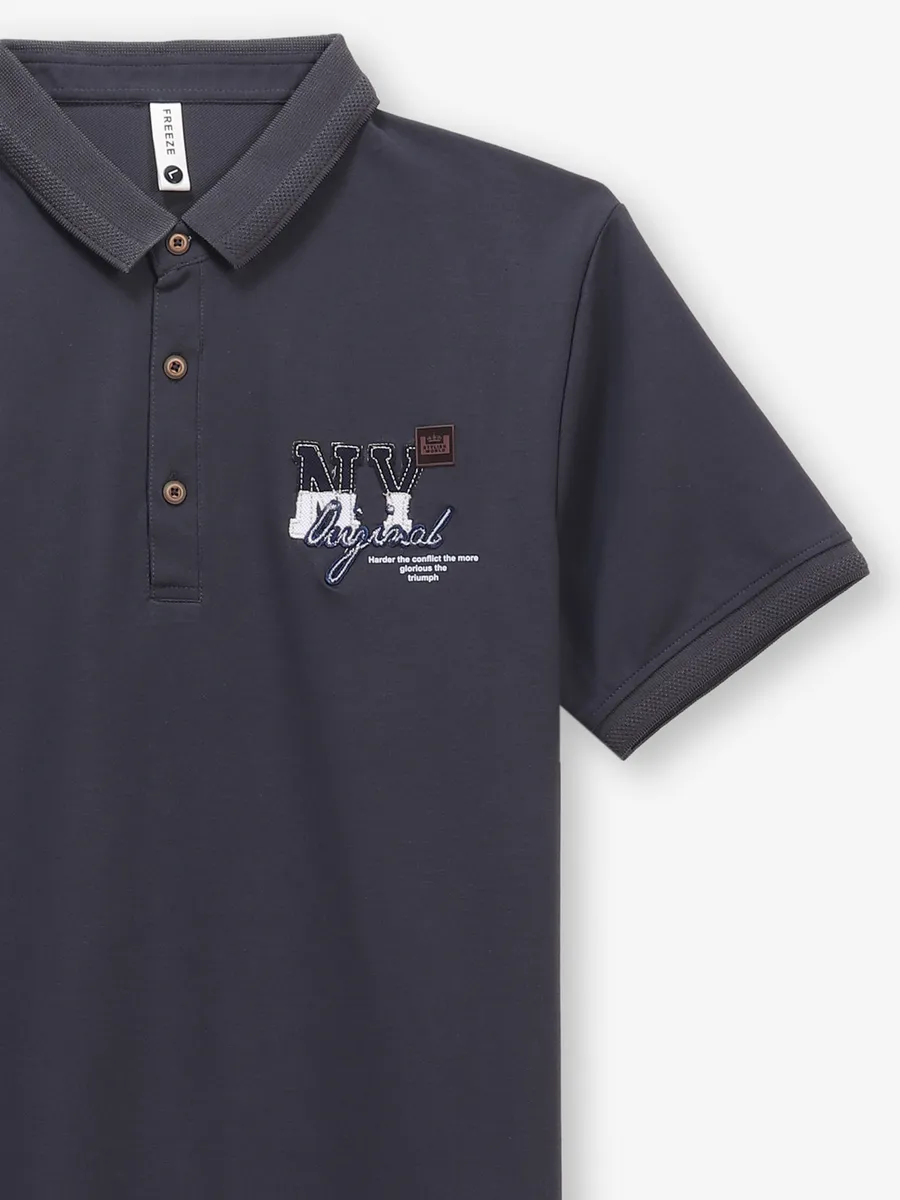 FREEZE cotton plain navy t-shirt
