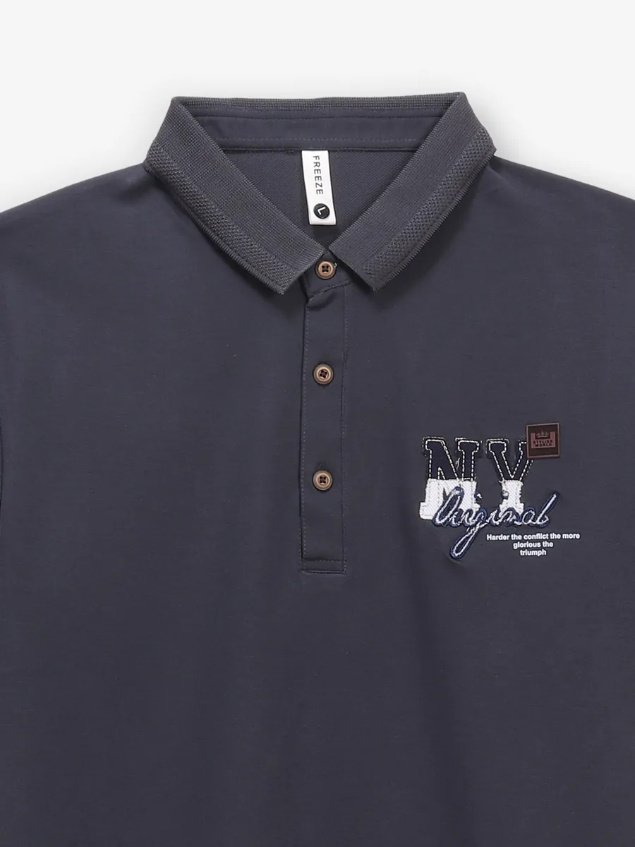 FREEZE cotton plain navy t-shirt