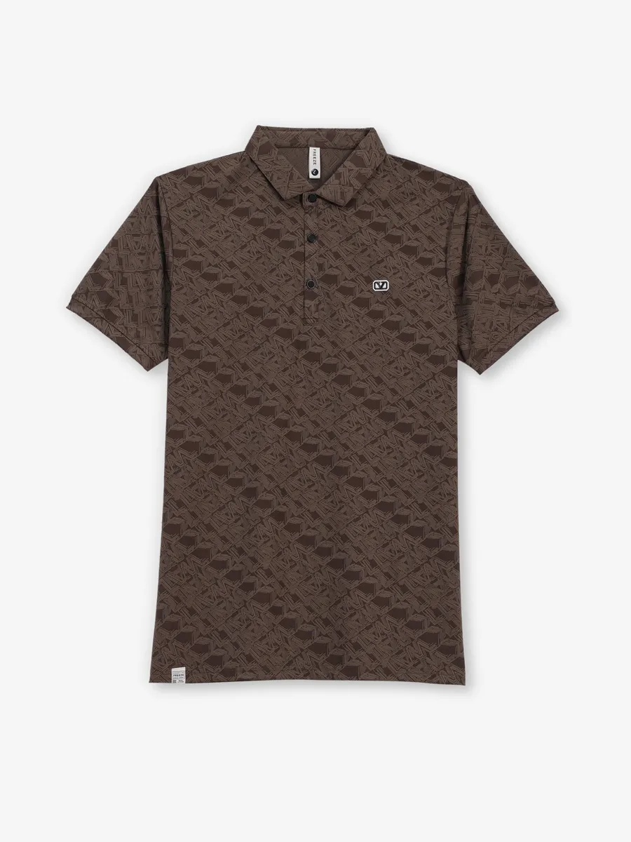 FREEZE dark brown printed polo t-shirt