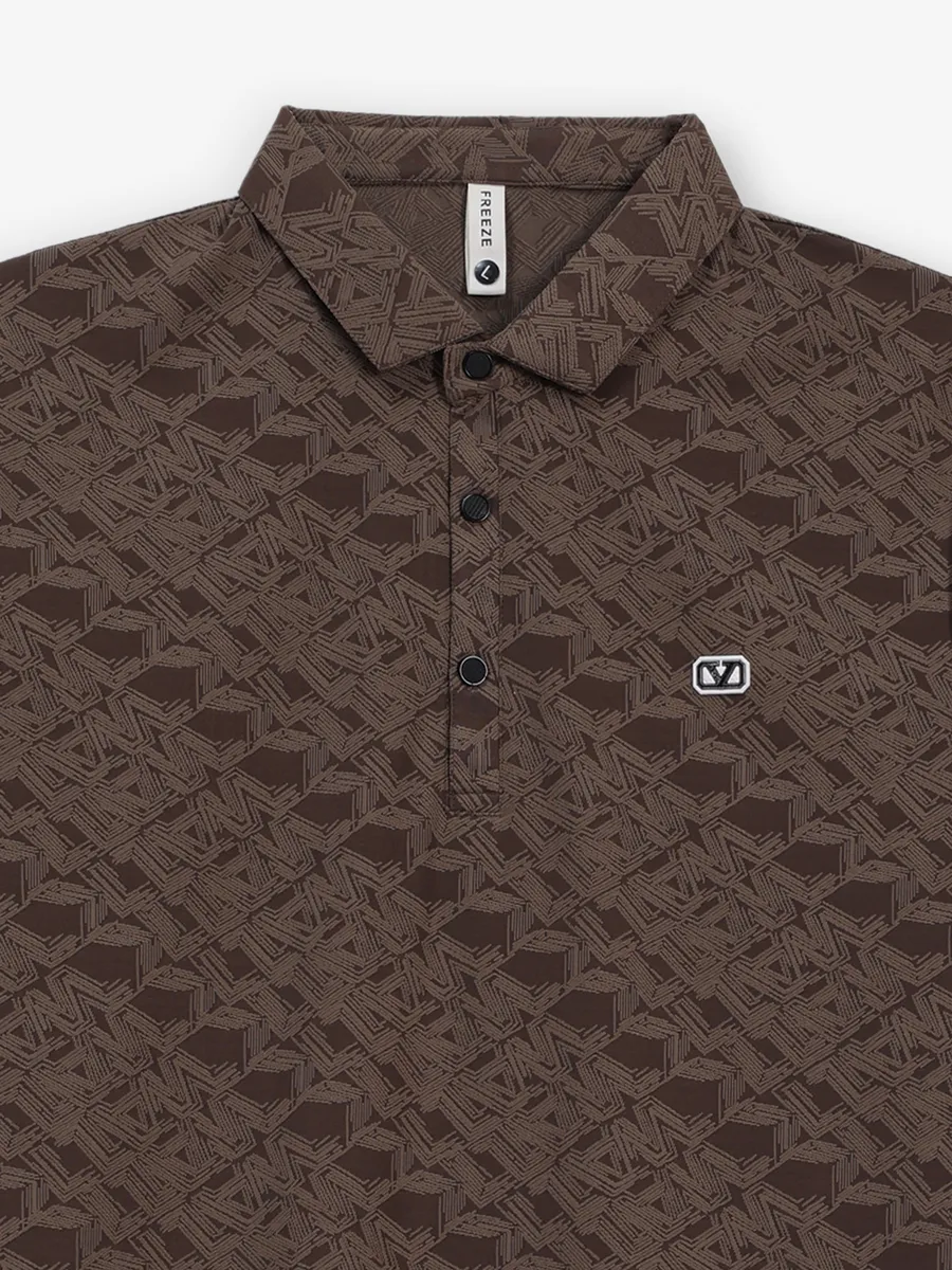 FREEZE dark brown printed polo t-shirt