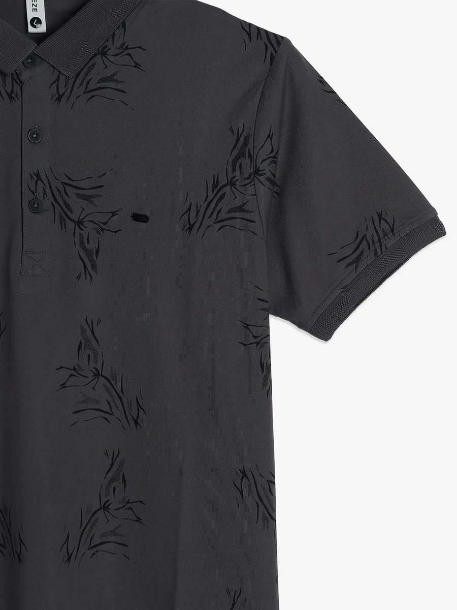 FREEZE grey printed polo t-shirt