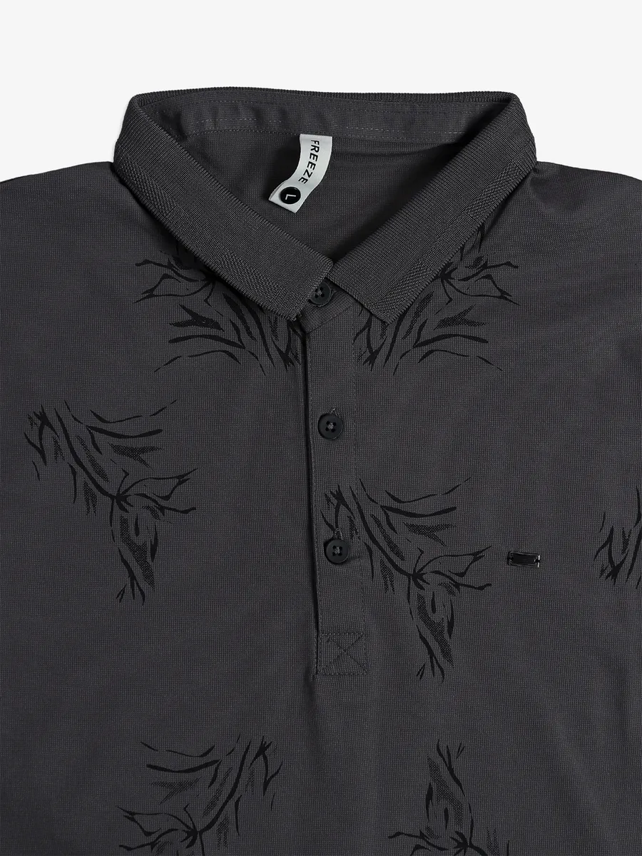 FREEZE grey printed polo t-shirt