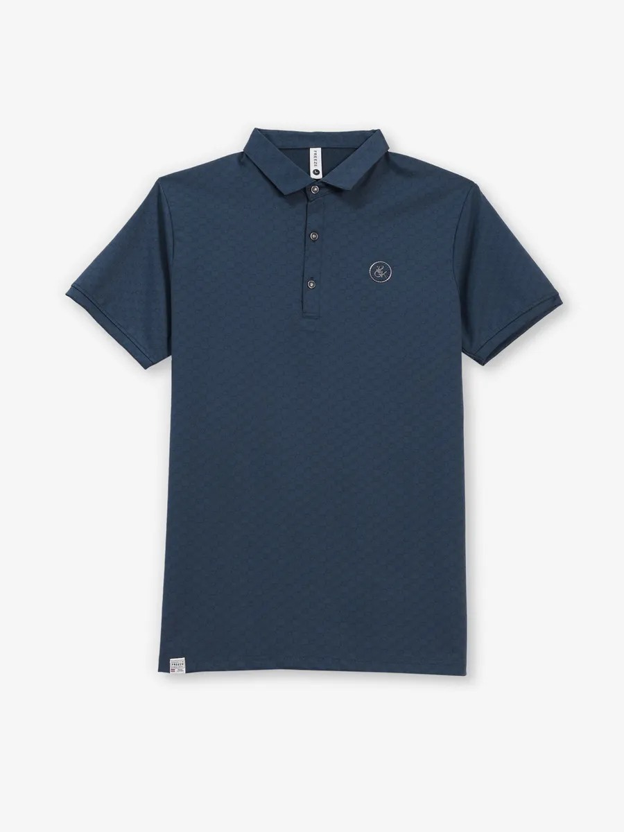 FREEZE indigo blue cotton slim fit polo t-shirt
