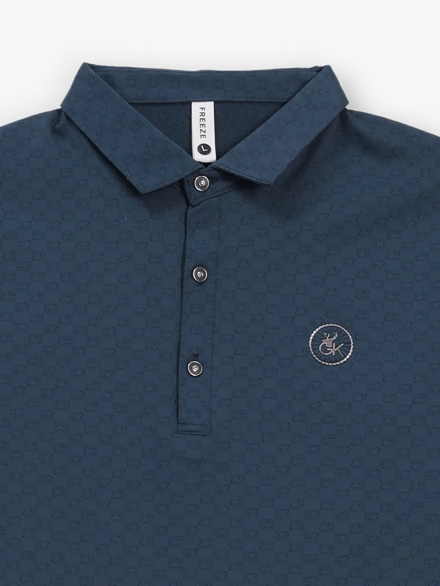 FREEZE indigo blue cotton slim fit polo t-shirt