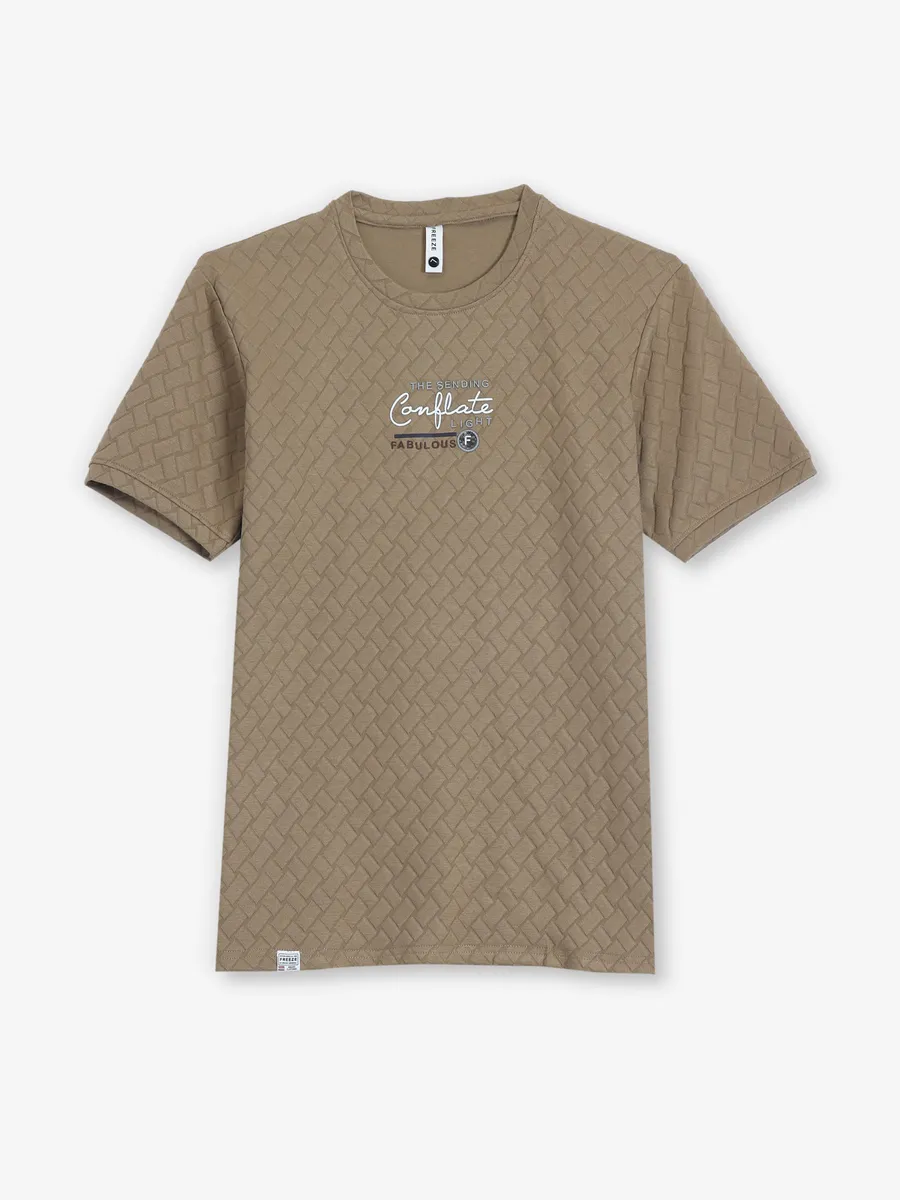 FREEZE khaki texture cotton t-shirt