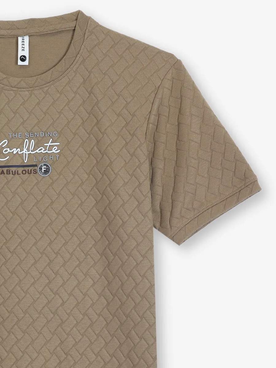 FREEZE khaki texture cotton t-shirt