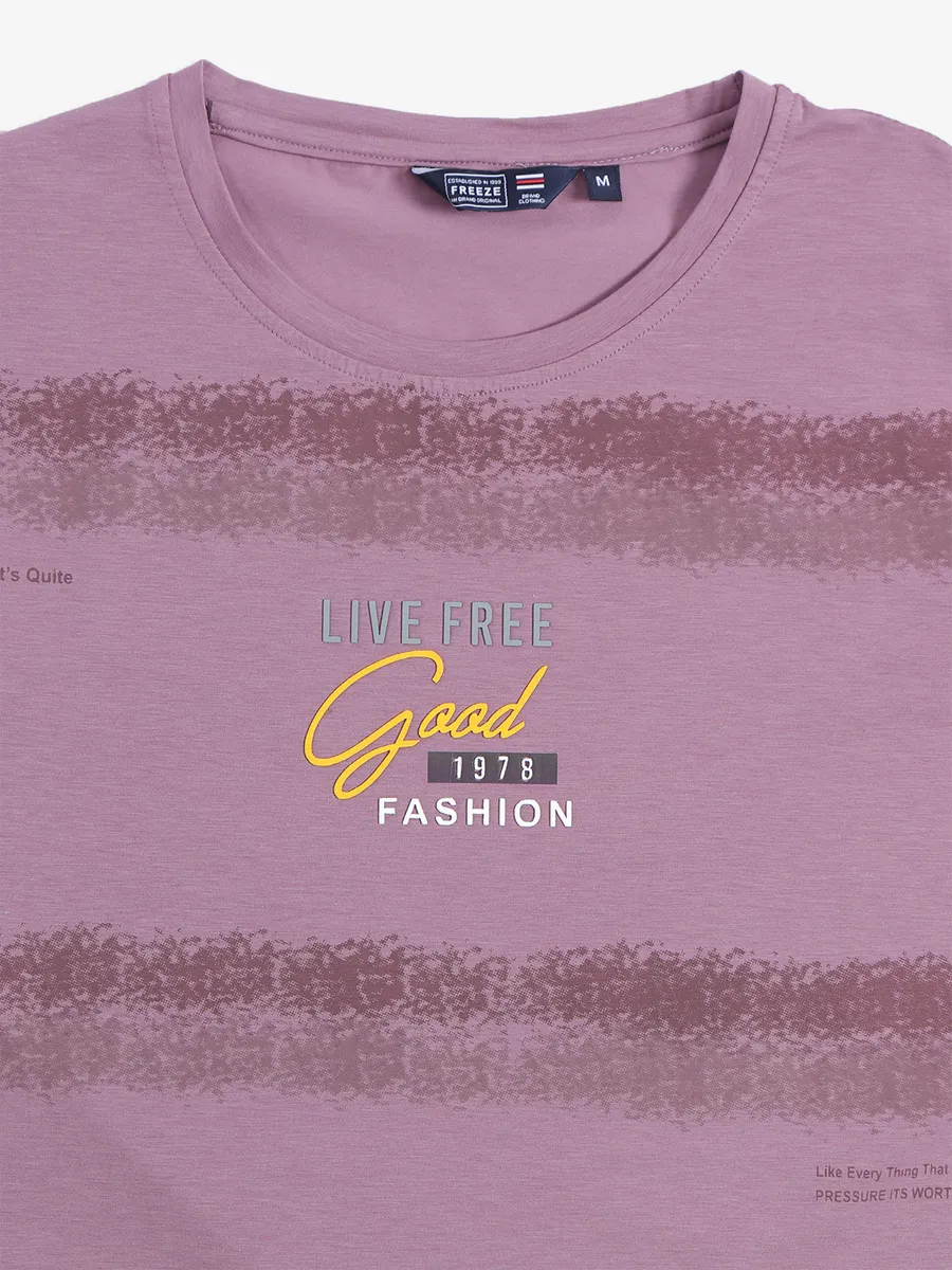 Freeze mauve pink cotton printed t shirt