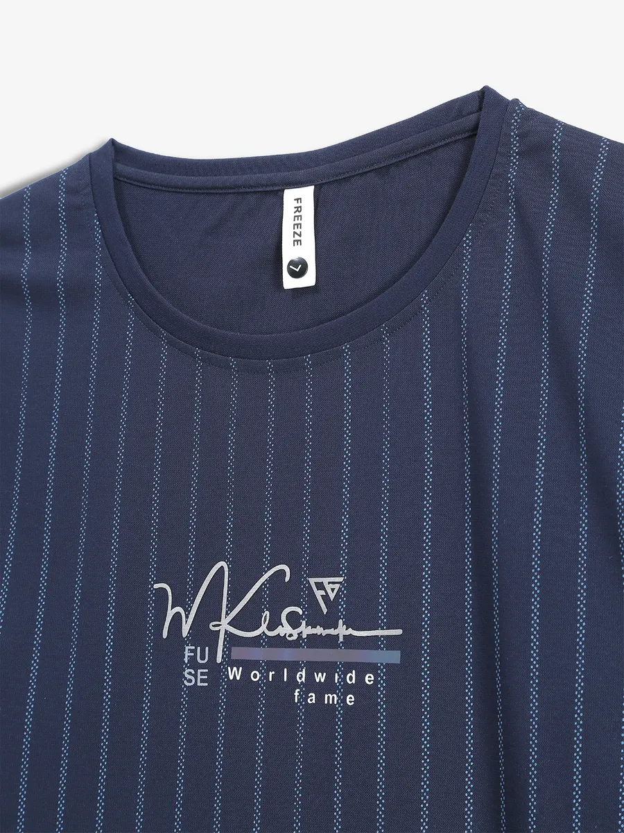 FREEZE navy stripe cotton t-shirt