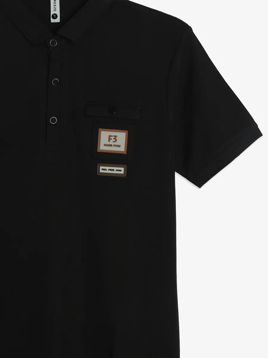 FREEZE plain black polo t-shirt