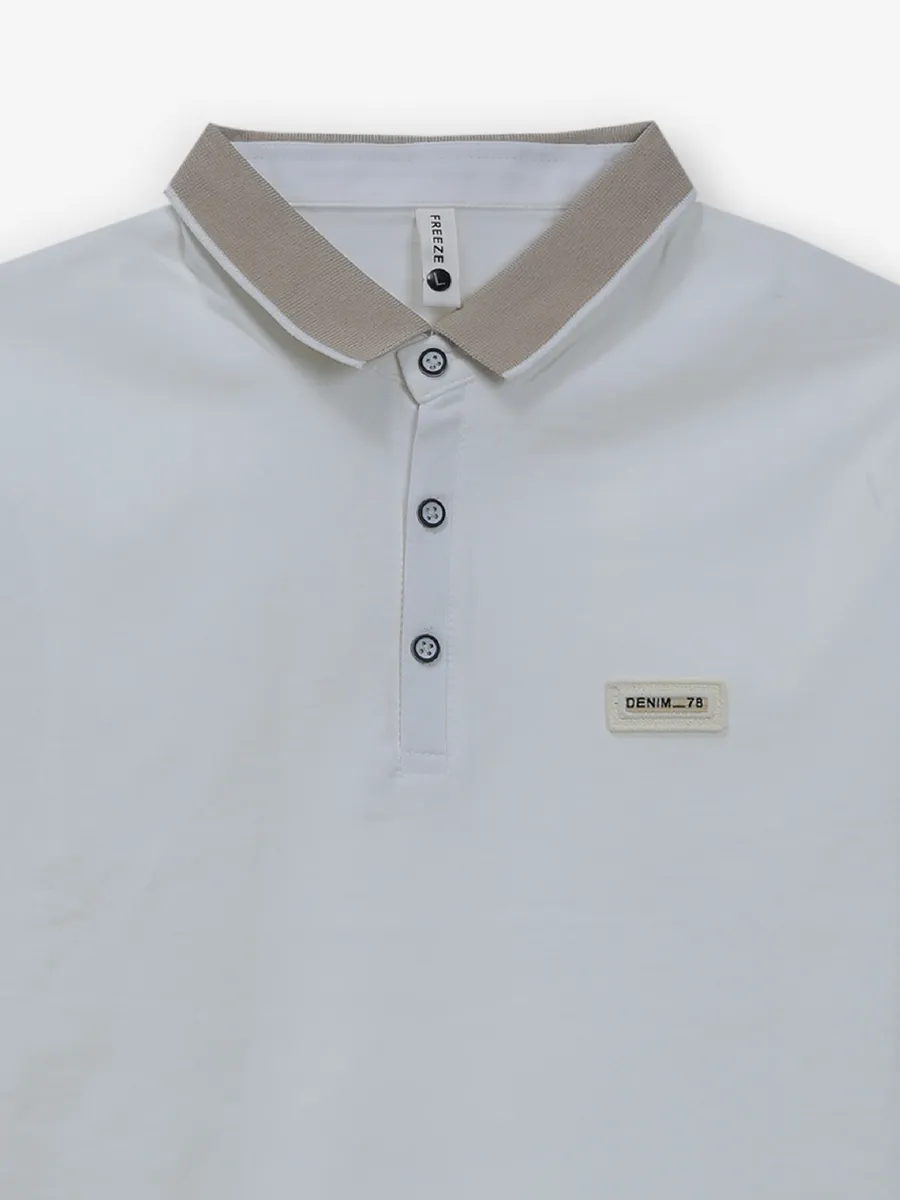 FREEZE plain off-white cotton t-shirt for men