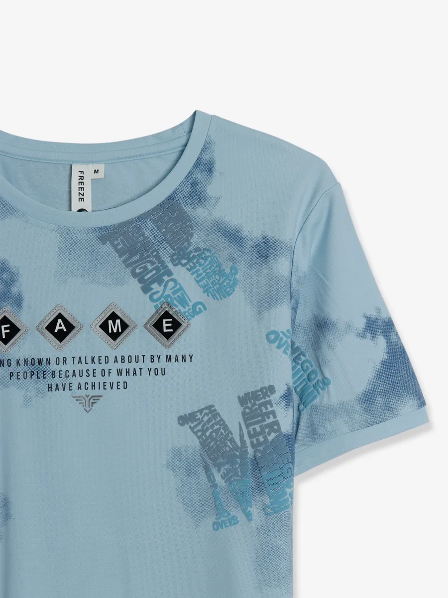 Freeze printed light blue t shirt