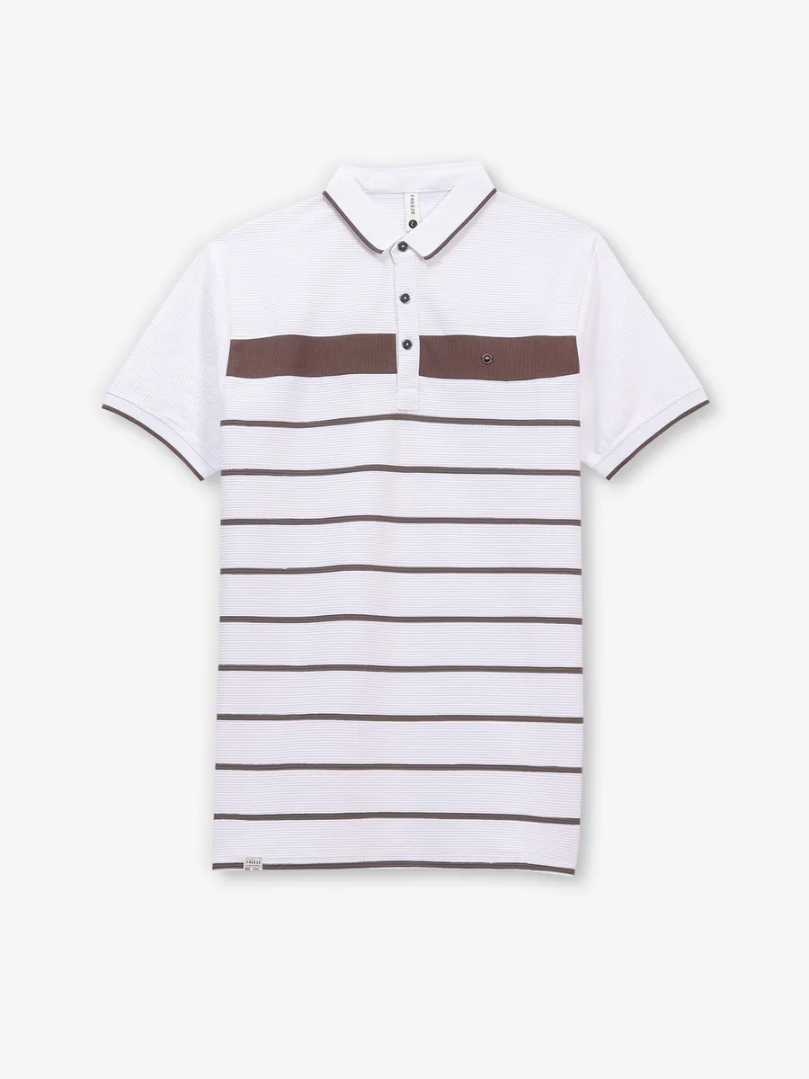 FREEZE striped white and brown cotton t-shirt