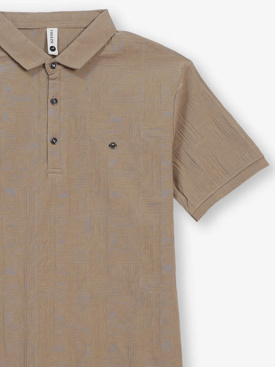 FREEZE textured cool khaki polo t-shirt