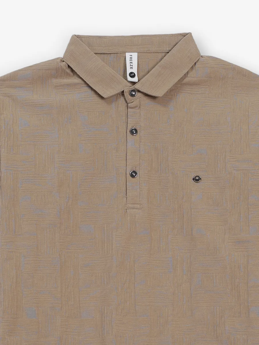 FREEZE textured cool khaki polo t-shirt