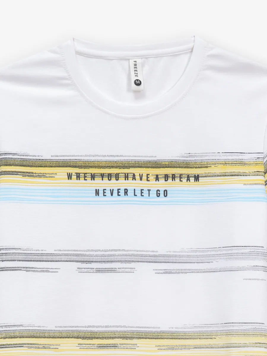 FREEZE white printed casual cotton slim fit