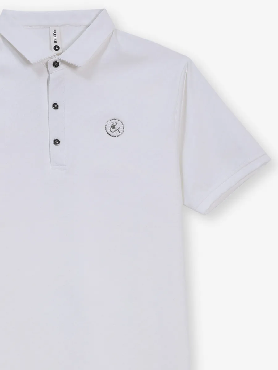 FREEZE white printed polo t-shirt for men