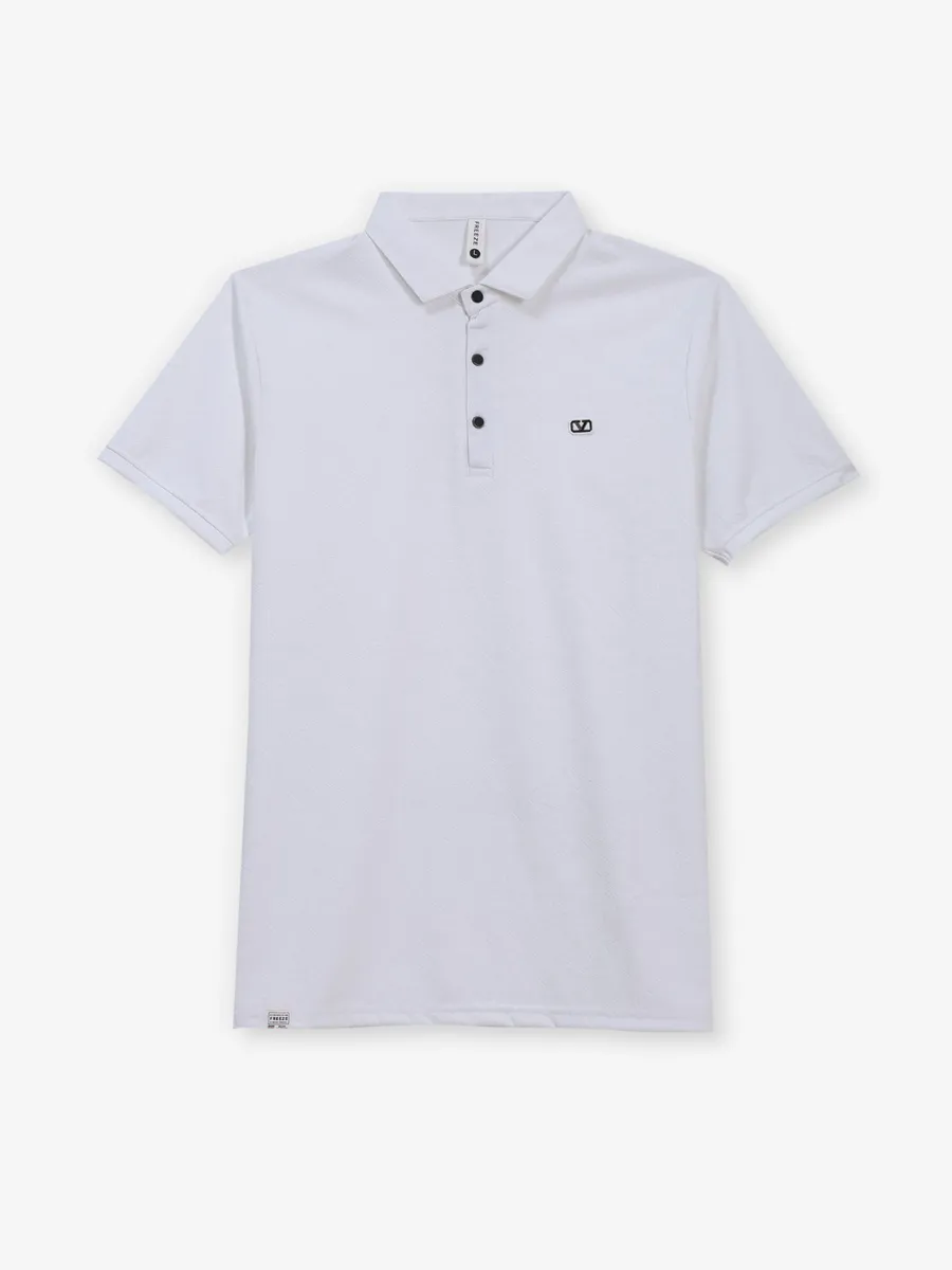 FREEZE white slim fit cotton polo t-shirt