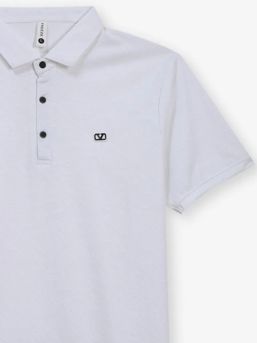 FREEZE white slim fit cotton polo t-shirt