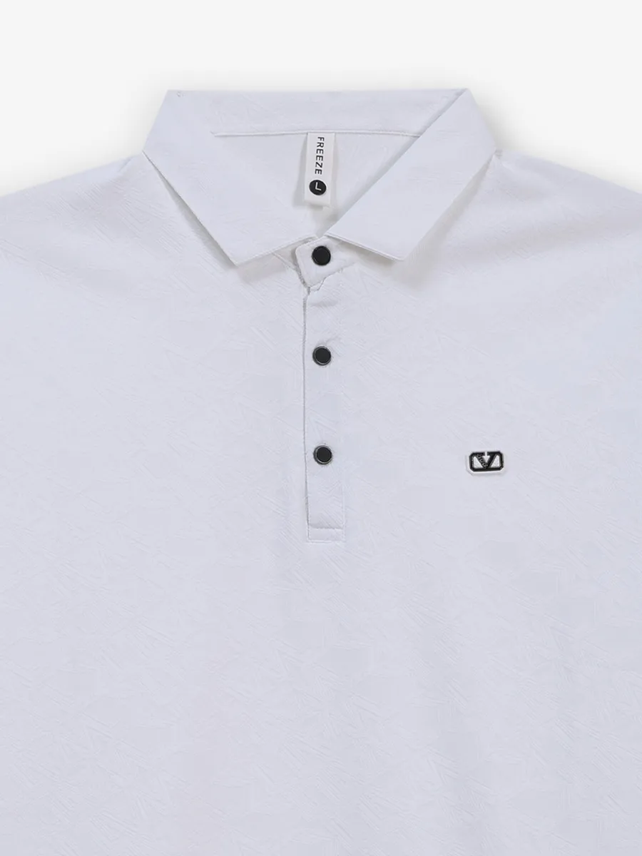 FREEZE white slim fit cotton polo t-shirt