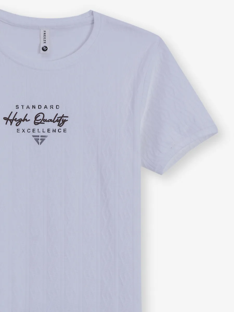 FREEZE white texture cotton t-shirt