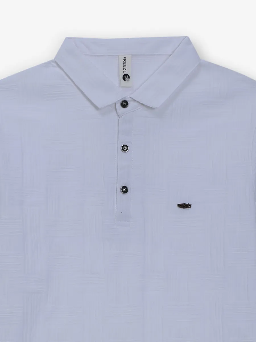 FREEZE white textured cotton t-shirt for men