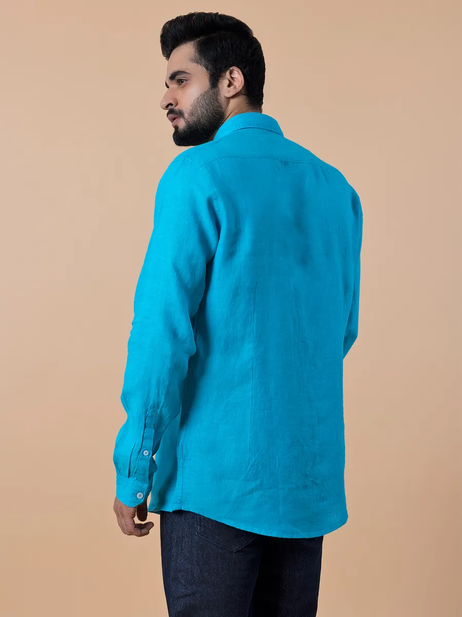 Frio aqua linen plain shirt