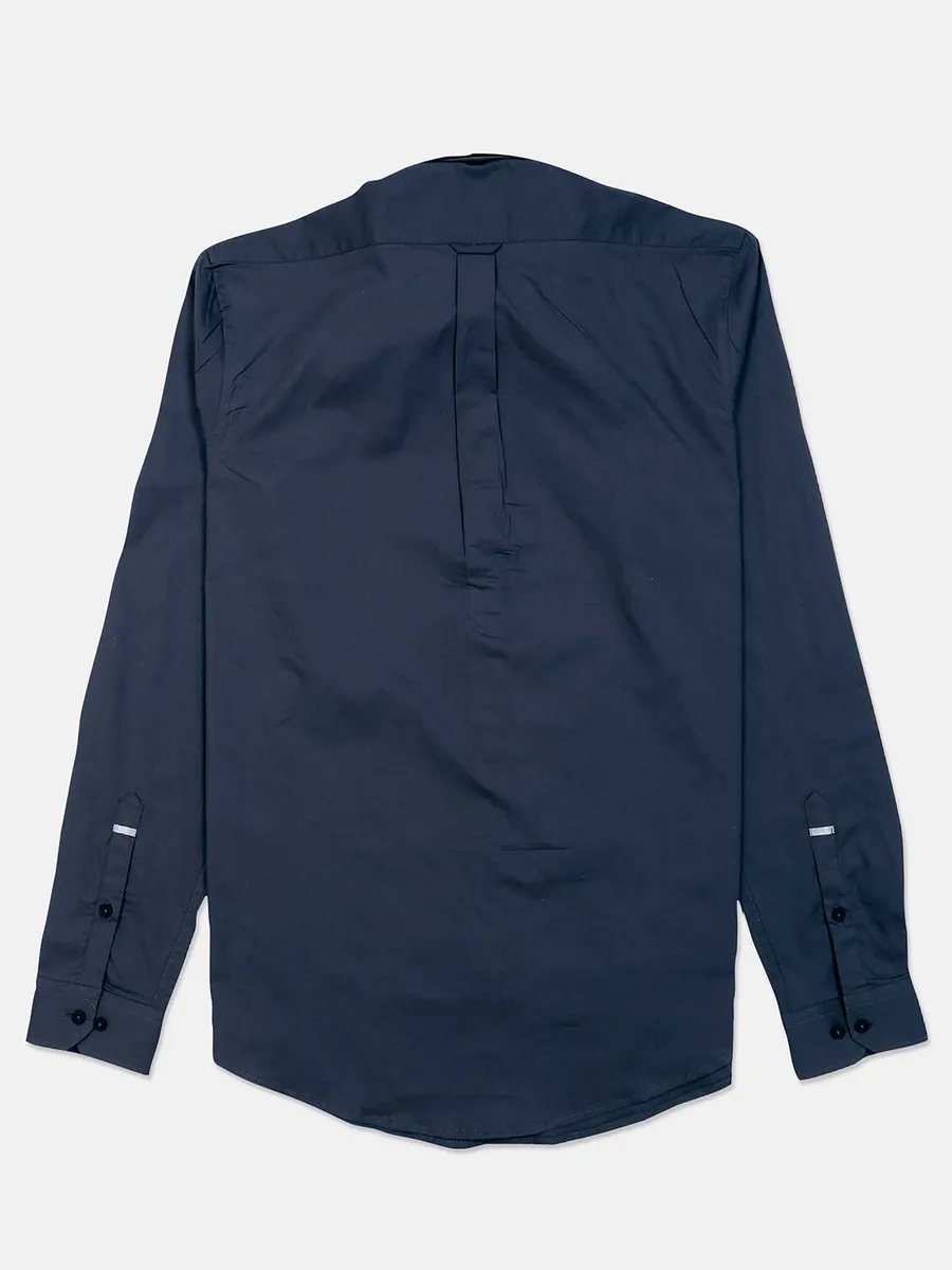 Frio blue cotton slim fit shirt
