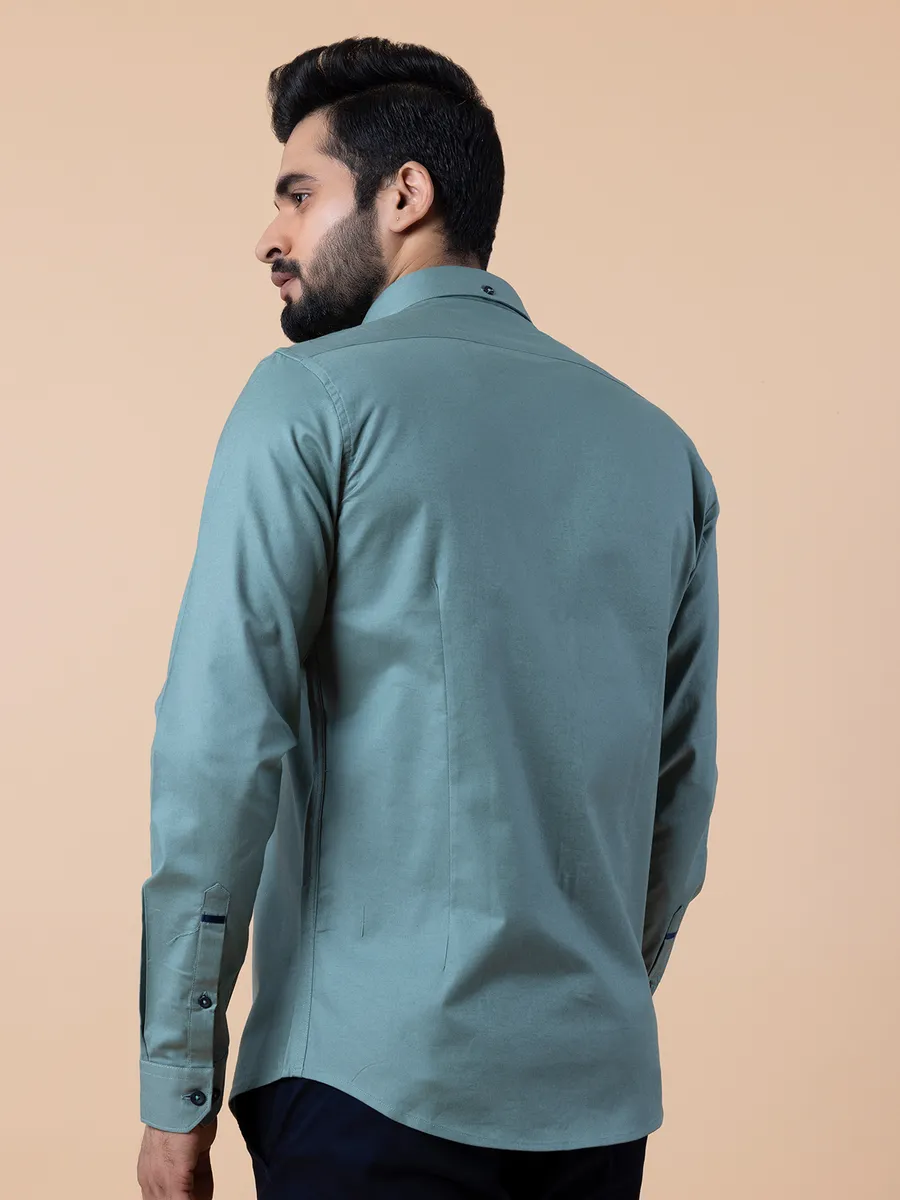 Frio cotton plain green casual shirt