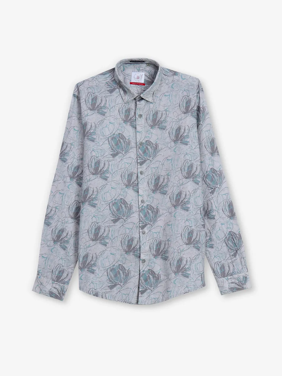 FRIO cotton printed blue shirt